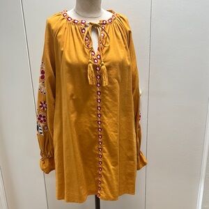 Free the Roses Golden Embroidered Dress